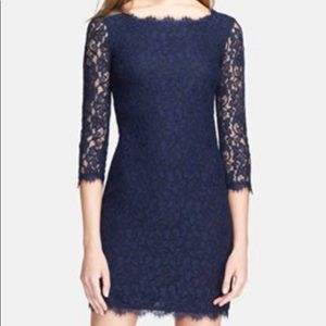 Navy lace mini dress Diane Von Furstenberg